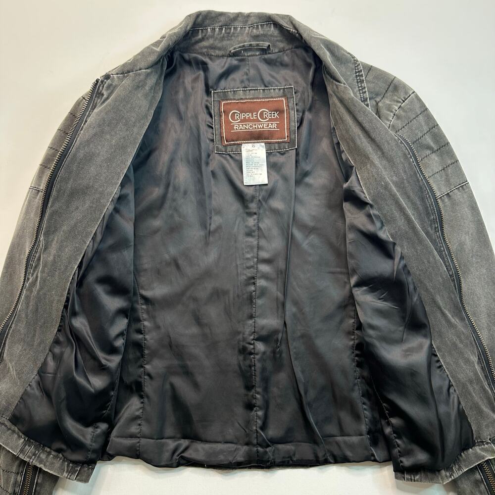Cripple Creek Ranchwear Grey Twill Zip Front Motocycle Jacket - Picture 5 of 6